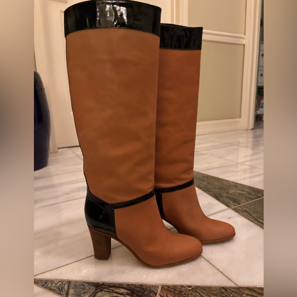 BRAND NEW Jcrew Brown and Black Two Tone Heeled Boots